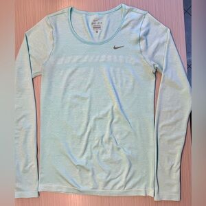 Nike Women's Light Blue Long Sleeve DRI-FIT Running Top
